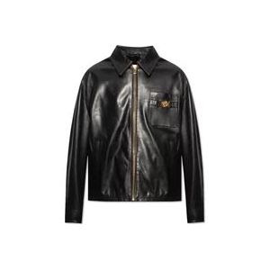 Versace Leren jas , Black , Heren , Maat: XL