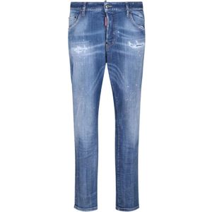 Dsquared2 - Jeans - Blauw - Katoen - Slim Fit Stretch Denim
