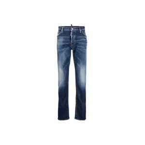 Dsquared2 Blauwe Denim Jeans met Ritssluiting en Knoopsluiting , Blue , Heren , Maat: XS