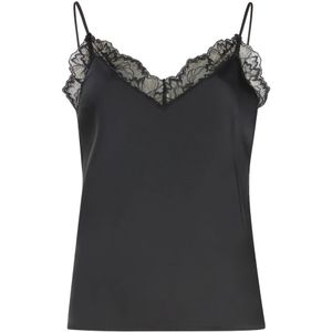 Calvin Klein, Dames, Tops, Zwart, Maat: M Satijn,