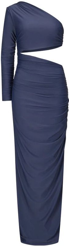 Nicowa - Amowi - Maxi Jurk - Blauw - Elegante One-Shoulder met Cut-Out