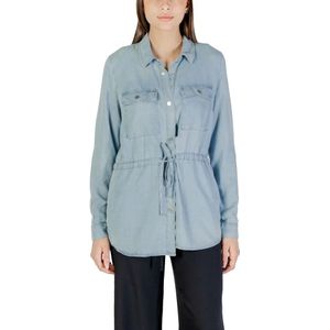 Only - Blouse - Lichtblauw - Met Voorzakken - Ronde Hals - Lange Mouwen