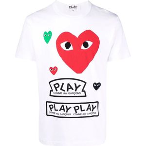 Comme des Garçons Play, Heren, Tops, Wit, Maat: L Katoen,