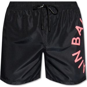 Balmain Zwemshorts met logo , Black , Heren , Maat: XS