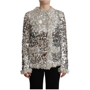Dolce & Gabbana - Sequin Fringe Jacket Wo - Zilver - Tussenjassen