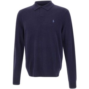 Polo Ralph Lauren - Blauwe Wol Kasjmier Trui - Heren - Lange Mouwen