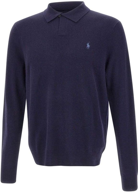 Polo Ralph Lauren - Blauwe Wol Kasjmier Trui - Heren - Lange Mouwen