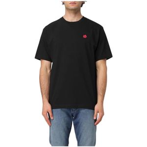 Kenzo - Klassiek Zwart Katoenen T-shirt - Heren - Met Opvallende Borstprint