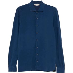 Gran Sasso, Heren, Overhemden, Blauw, Maat: L Katoen,