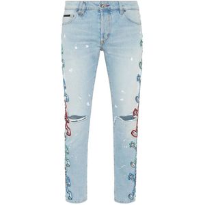 Philipp Plein, Heren, Jeans, Blauw, Maat: W30 Denim,