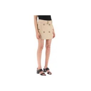 Burberry Gabardine Mini Trench Rok , Beige , Dames , Maat: 2XS