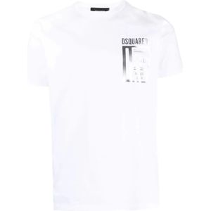Dsquared2, Heren, Tops, Wit, Maat: M Katoen,
