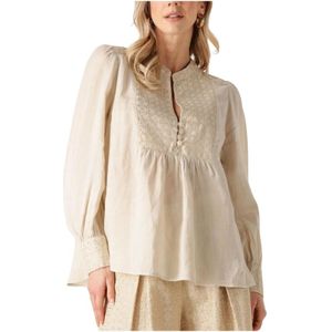 Greek Archaic Kori, Dames, Blouses & Shirts, Beige, Maat: XS Linnen,