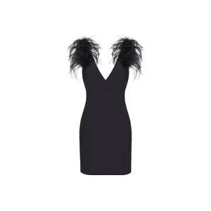 Pinko Korte jurk met veren , Black , Dames , Maat: 2XS