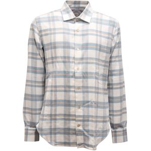 Eleventy, Heren, Overhemden, Blauw, Maat: M Flanel,