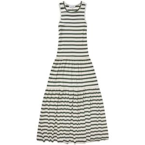 Munthe - Gestreepte Rib Jurk - Groen - 100% Katoen