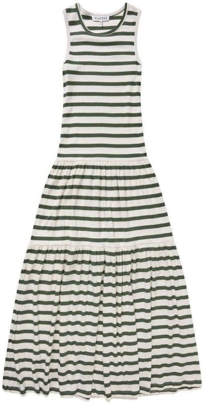 Munthe - Gestreepte Rib Jurk - Groen - 100% Katoen