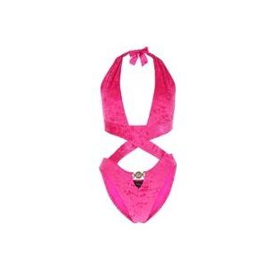 Versace Fuchsia stretch fluwelen trikini , Pink , Dames , Maat: XS