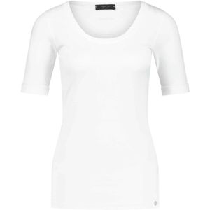 Marc Cain - T-shirt - Wit - Dames - Katoen - Elastisch Katoenen Jersey Shirt