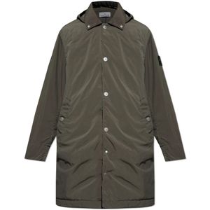 Stone Island, Heren, Mantels, Groen, Maat: S Leer,