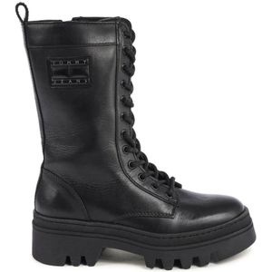 Tommy Hilfiger - Zwarte Leren Dameslaarzen - 41 EU