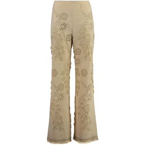 Alberta Ferretti, Dames, Broeken, Beige, Maat: XS Katoen,