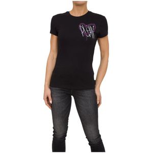 Philipp Plein, Dames, Tops, Zwart, Maat: S Katoen,