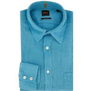 Hugo Boss, Heren, Overhemden, Blauw, Maat: XL Linnen,