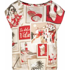 Monari - Blouse - Rood beige - Zonder Sluiting - Met All-over Print