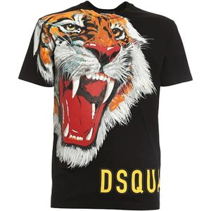 Dsquared2, Heren, Tops, Zwart, Maat: L