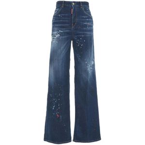 Dsquared2 Blauwe Straight Leg Jeans , Blue , Dames , Maat: 4XS