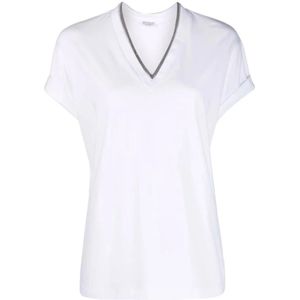 Brunello Cucinelli, Dames, Tops, Wit, Maat: XS Katoen,
