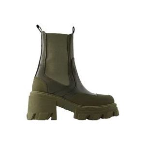 Ganni Leather boots , Green , Dames , Maat: 37 EU
