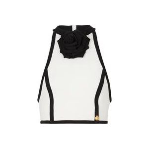 Balmain Top met rozen detail , White , Dames , Maat: L