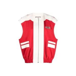 Gucci Rode Logo-Patch Ronde-Hals Gilet , Red , Dames , Maat: S