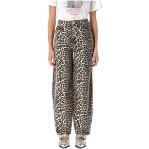 Ganni Leopard Denim Starry Jeans , Multicolor , Dames , Maat: W26