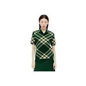 Burberry Geruite Polo Top van Wolmix , Green , Dames , Maat: S