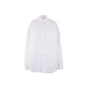 Balenciaga Oversized Wit Katoenen Overhemd Jas , White , Dames , Maat: S