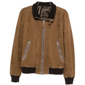 Tom Ford, Heren, Jassen, Bruin, Maat: L Suède,
