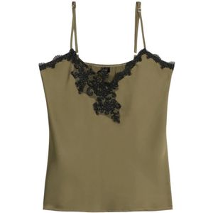 Oltre, Dames, Tops, Groen, Maat: L Satijn,