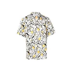 Lanvin Zwarte Bloemenprint Korte Mouw Overhemd , Black , Heren , Maat: XL