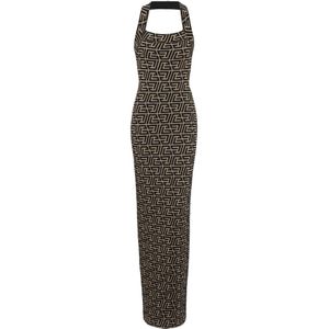 Balmain Monogram gebreide jurk zonder rug , Multicolor , Dames , Maat: 2XS