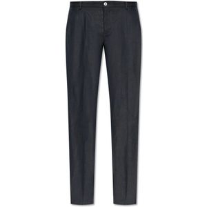 Dolce & Gabbana - Linen Creased Trousers - Marineblauw - Linnen