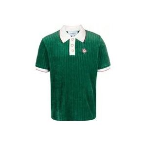 Casablanca Luxe Rib Velours Polo , Green , Heren , Maat: M