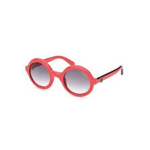 Moncler Ronde zonnebril met contrasterende details , Pink , Dames , Maat: ONE Size