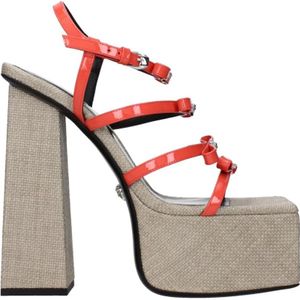 Versace, Dames, Schoenen, Oranje, Maat: 40 1/2 EU Leer,