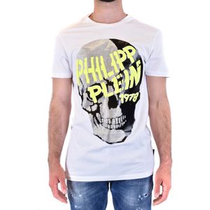 Philipp Plein, Heren, Tops, Wit, Maat: L Katoen,