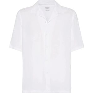 Brunello Cucinelli, Heren, Overhemden, Wit, Maat: L