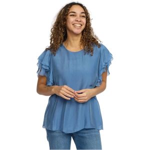 2-Biz, Dames, Blouses & Shirts, Blauw, Maat: L Zijde,