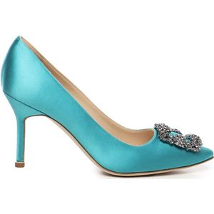 Manolo Blahnik, Dames, Schoenen, Blauw, Maat: 38 EU Satijn,